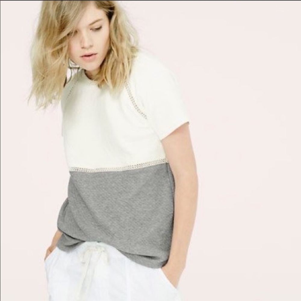 LOFT lou & grey quilted color block tee, size XS
